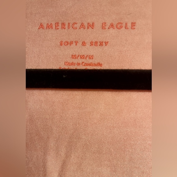 NWT Lot of 2 Aerie Distressed peach and green V neck V-Neck Boyfriend T-Shirt M - Picture 4 of 7